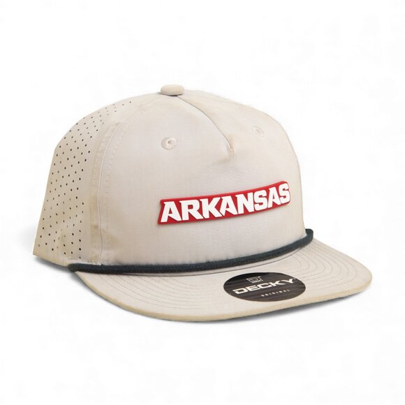 Arkansas Razorbacks ARKANSAS White 3D Perforated Rope Hat- Grey/ Charcoal - Picture 1 of 3